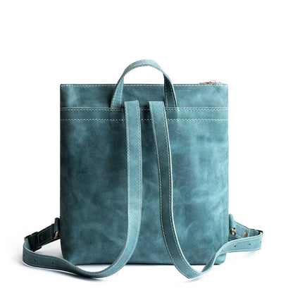 All Color: Aqua*Large | Square slim leather tote backpack