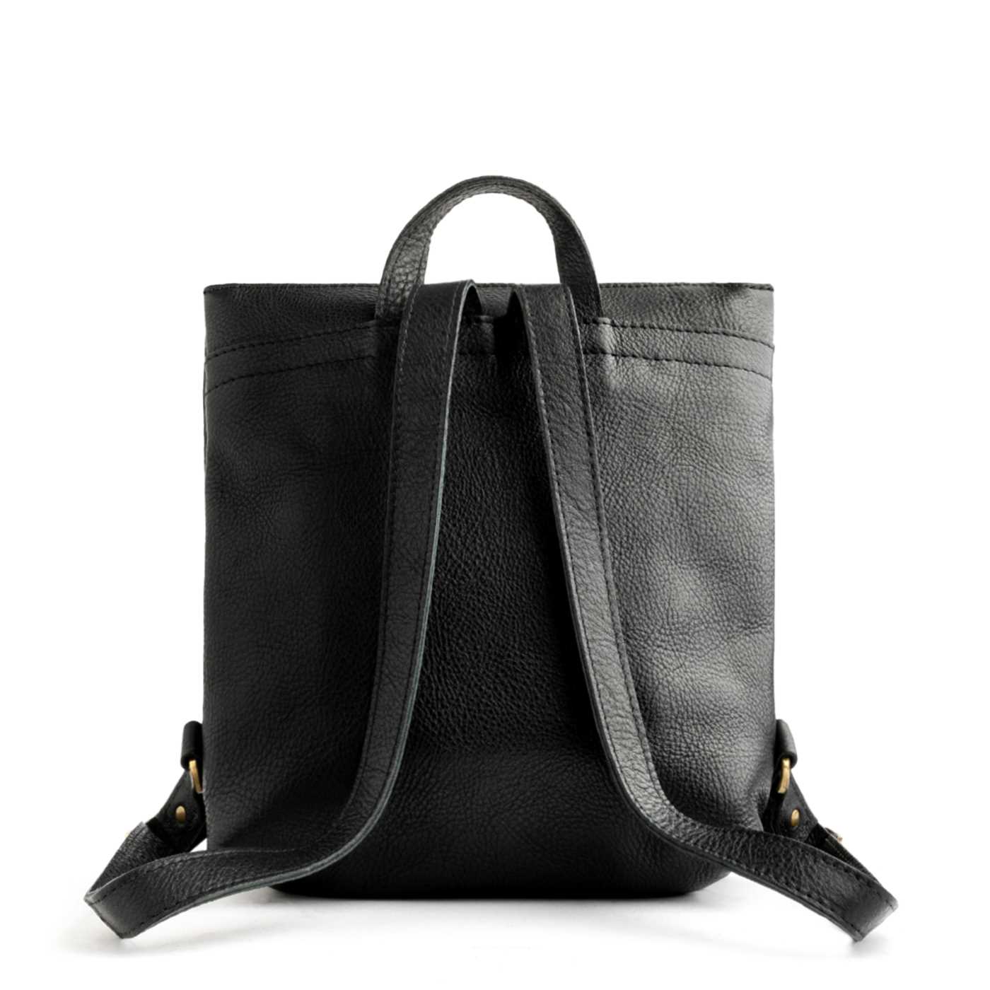 All Color: Pebbled--black*Large | Square slim leather tote backpack