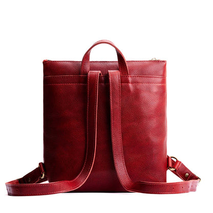 Chili Red*Large | Square slim leather tote backpack