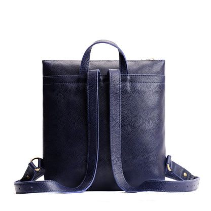 Cobalt*Large | Square slim leather tote backpack