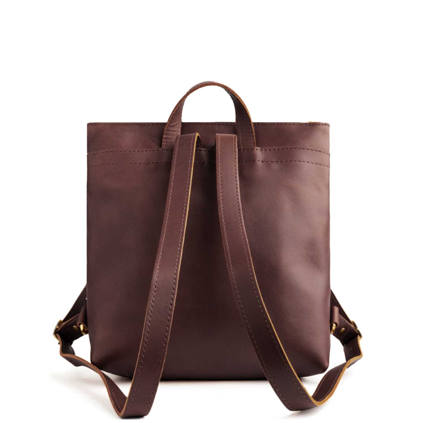 All Color: Cognac*Large | Square slim leather tote backpack
