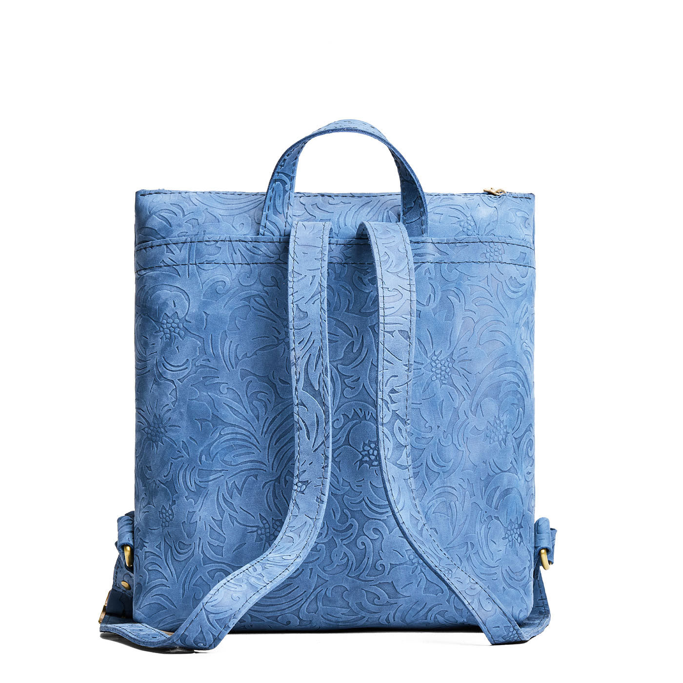 Cornflower | Square slim leather tote backpack