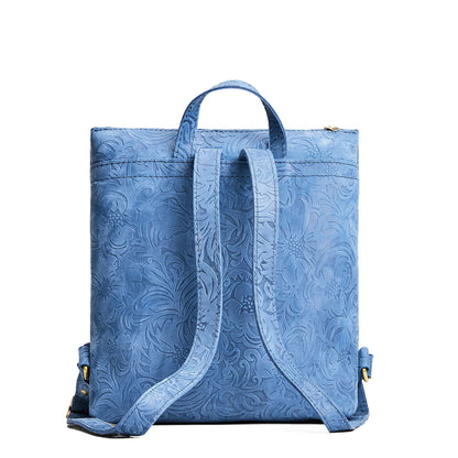 Cornflower | Square slim leather tote backpack