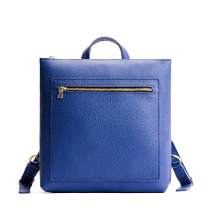 Molino Blue*Large | Square slim leather tote backpack