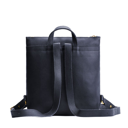 Night Owl*Large | Square slim leather tote backpack