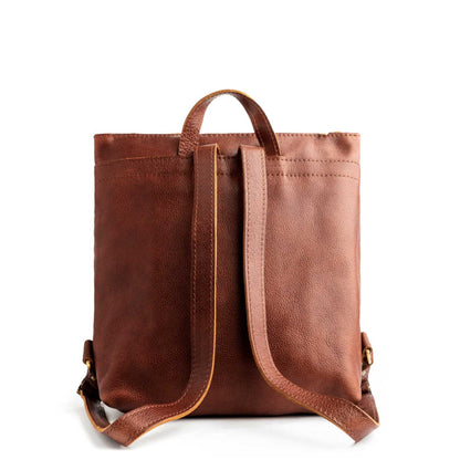 All Color: Nutmeg*Large | Square slim leather tote backpack