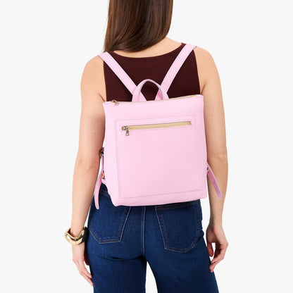 Pinkaboo*Large | Square slim leather tote backpack