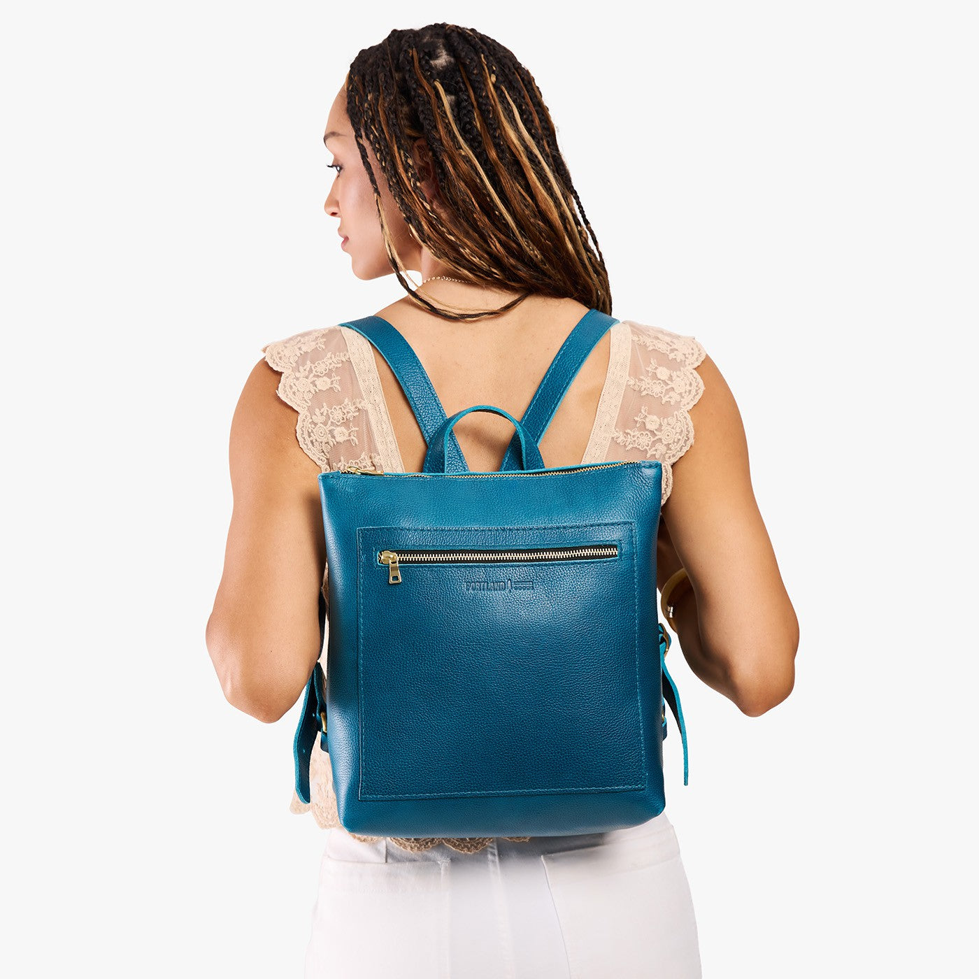 Planetary*Large | Square slim leather tote backpack