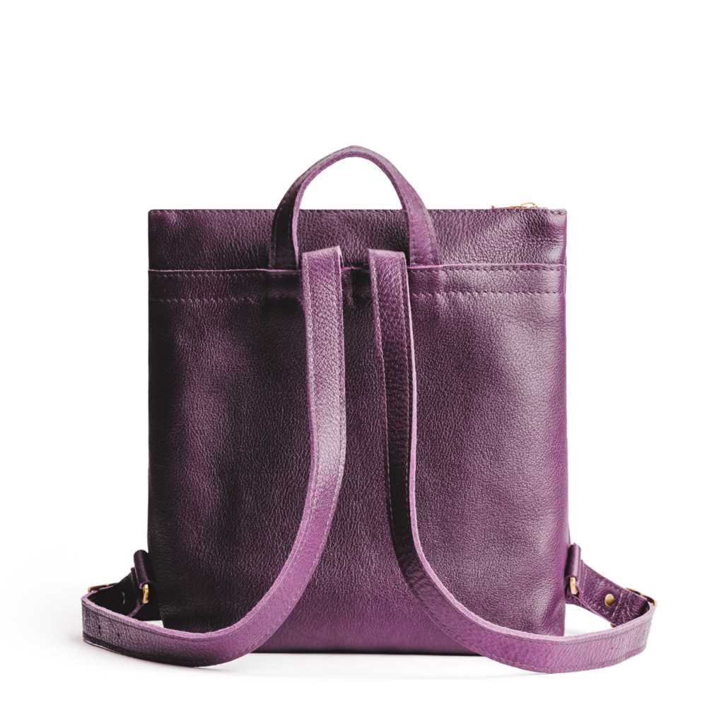 All Color: Plum*Large | Square slim leather tote backpack