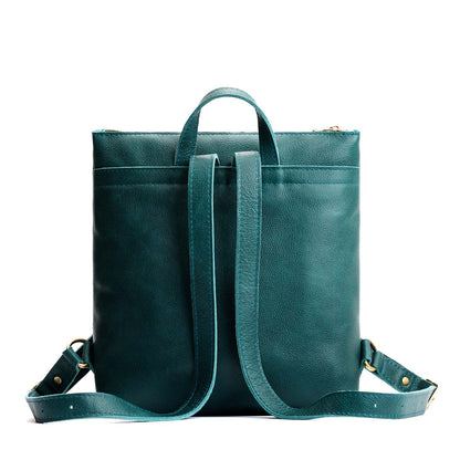 Sea Glass*Large | Square slim leather tote backpack