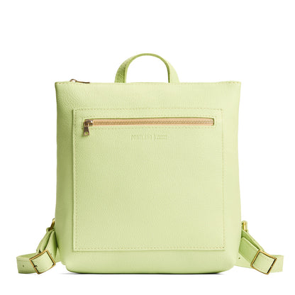 Shadow Lime*Large | Square slim leather tote backpack