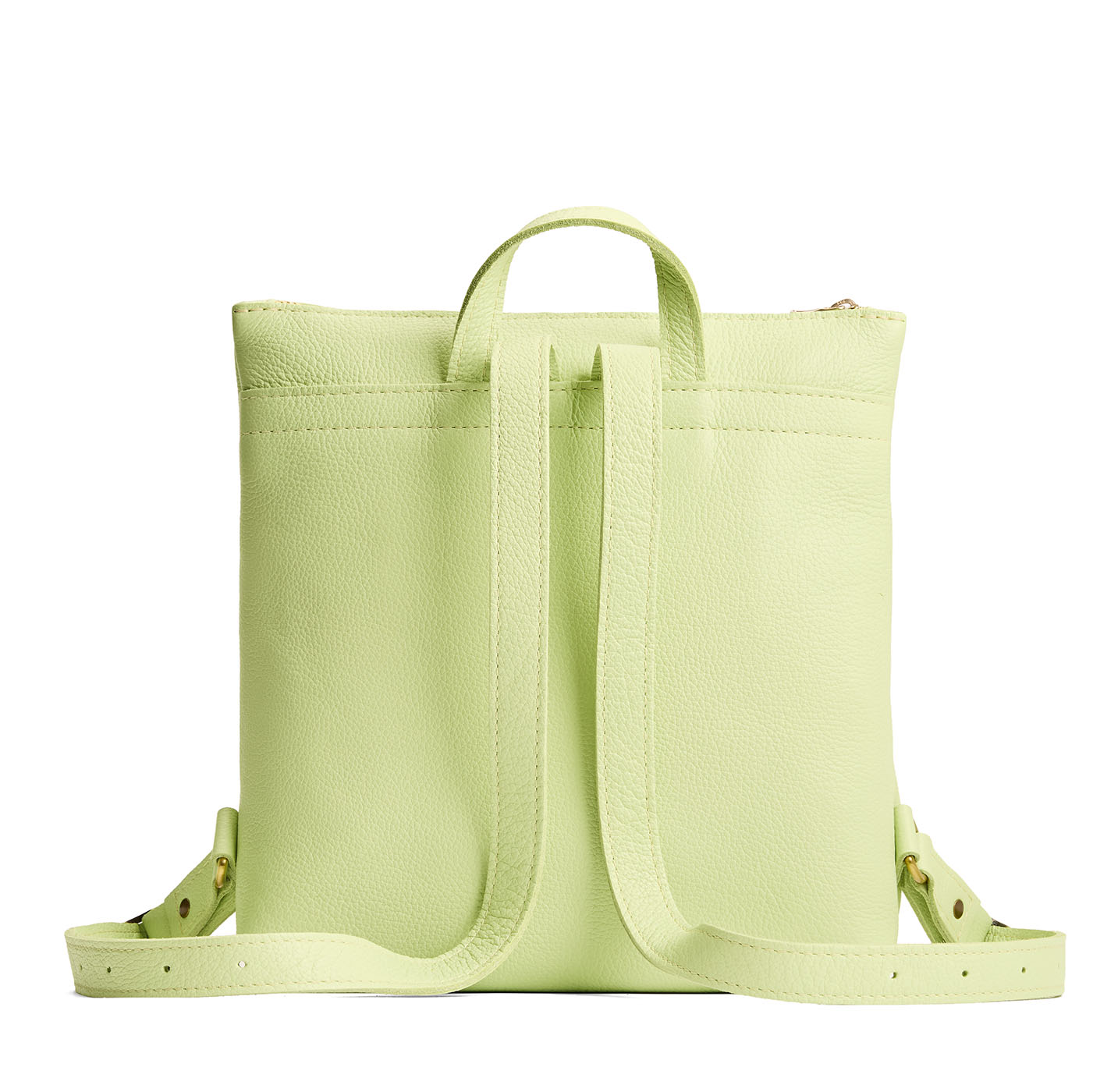Shadow Lime*Large | Square slim leather tote backpack