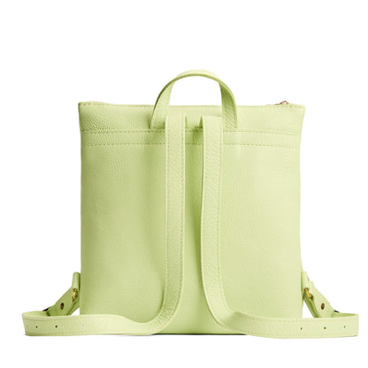 Shadow Lime*Large | Square slim leather tote backpack