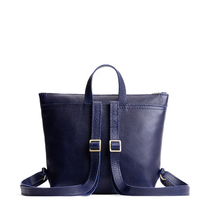 Cobalt*Small | Small square slim leather tote backpack