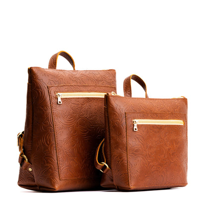 Meadow | Side by side comparison of both sizes of Tote Backpack