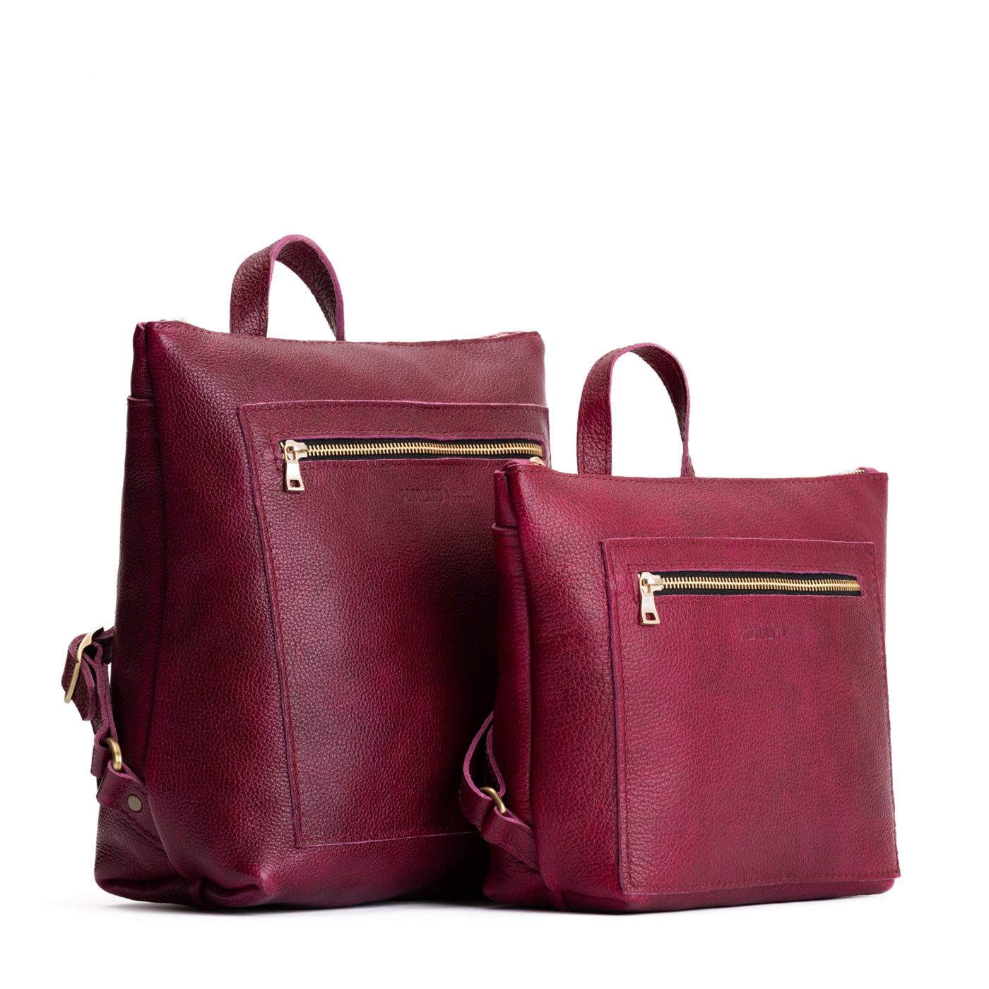 Orchid | Side by side comparison of both sizes of Tote Backpack