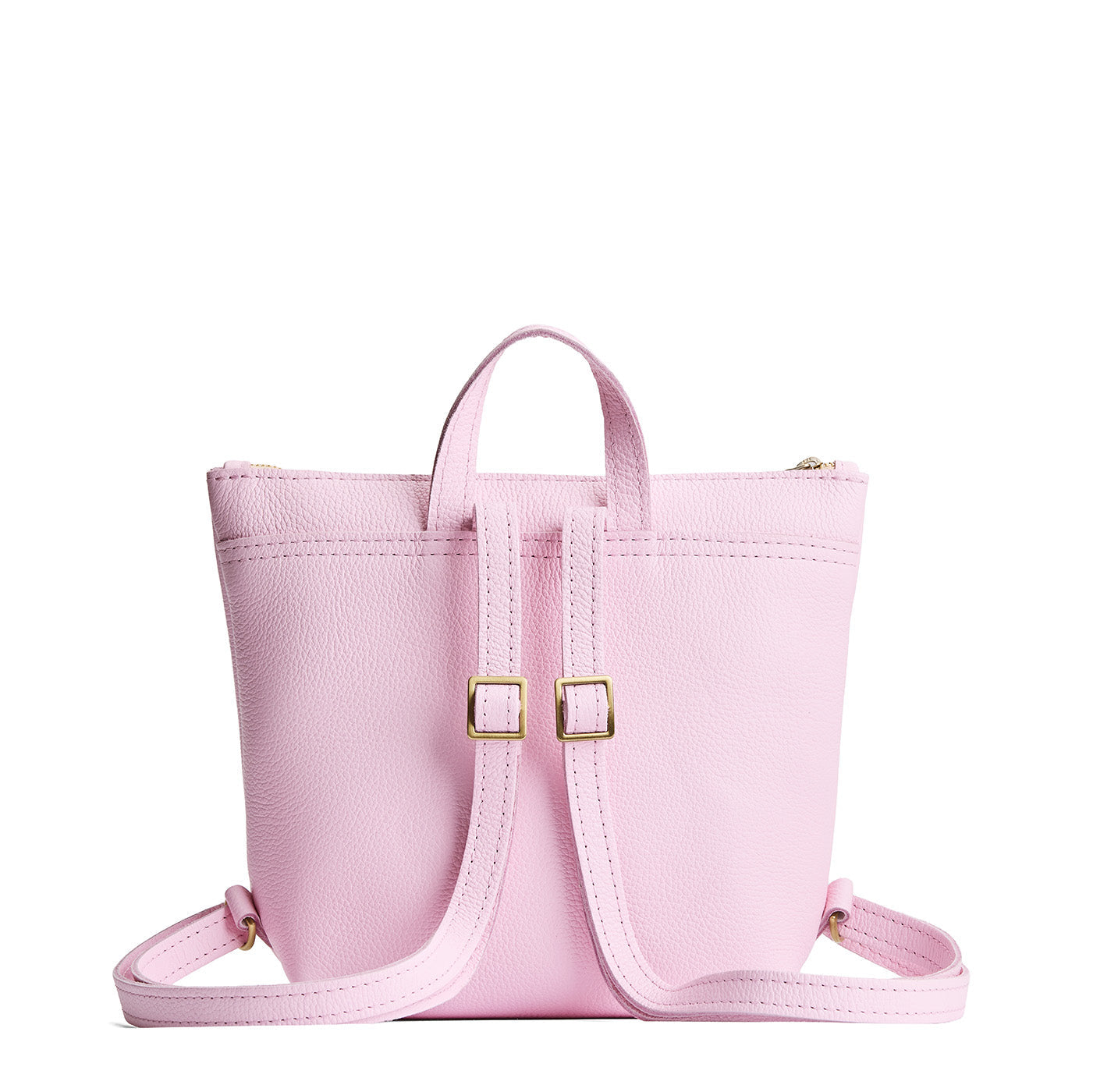 Pinkaboo*Small | Square slim leather tote backpack