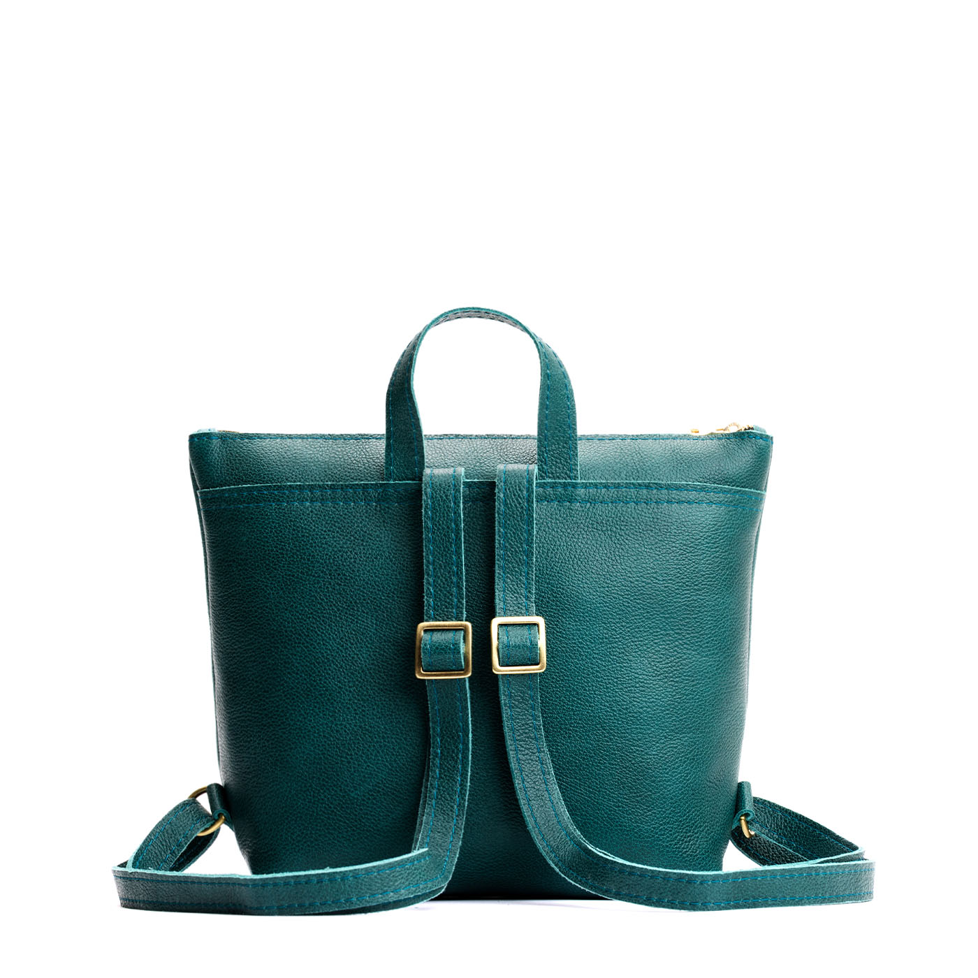 Sea Glass*Small | Small square slim leather tote backpack