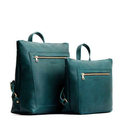 Sea Glass | Side by side comparison of both sizes of Tote Backpack