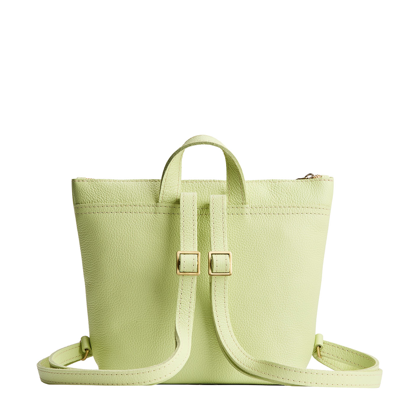 Shadow Lime*Small | Small square slim leather tote backpack