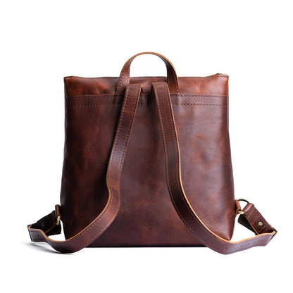 Timber*Large | Square slim leather tote backpack