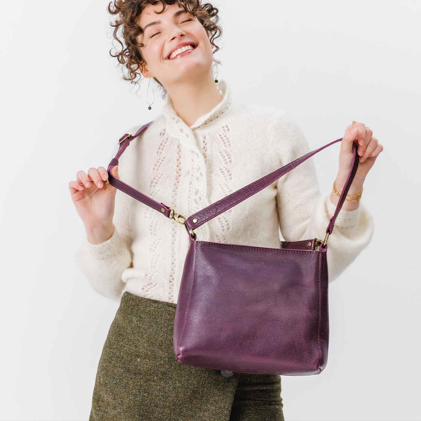 All Color: Plum | leather crossbody strap