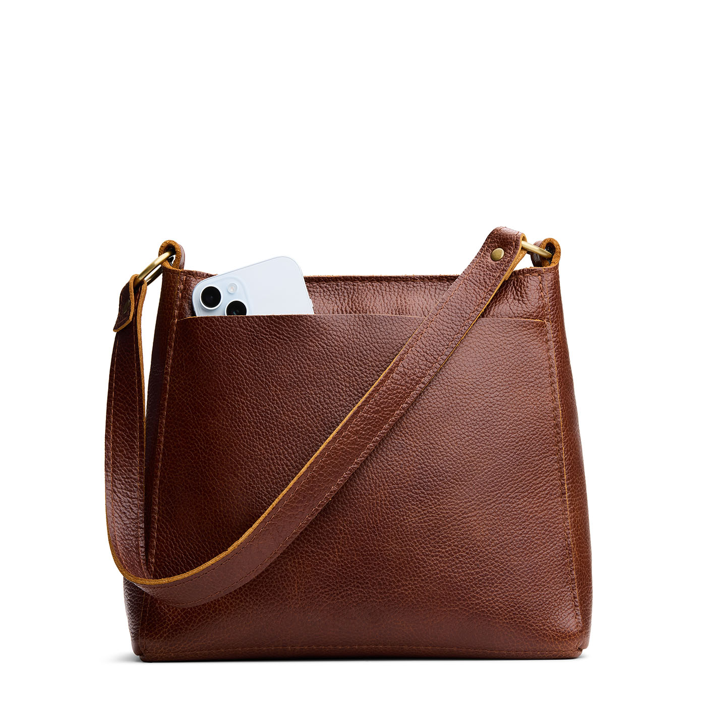 Asheville*Small | Triangular shoulder bag with antiqued brass finished hardware