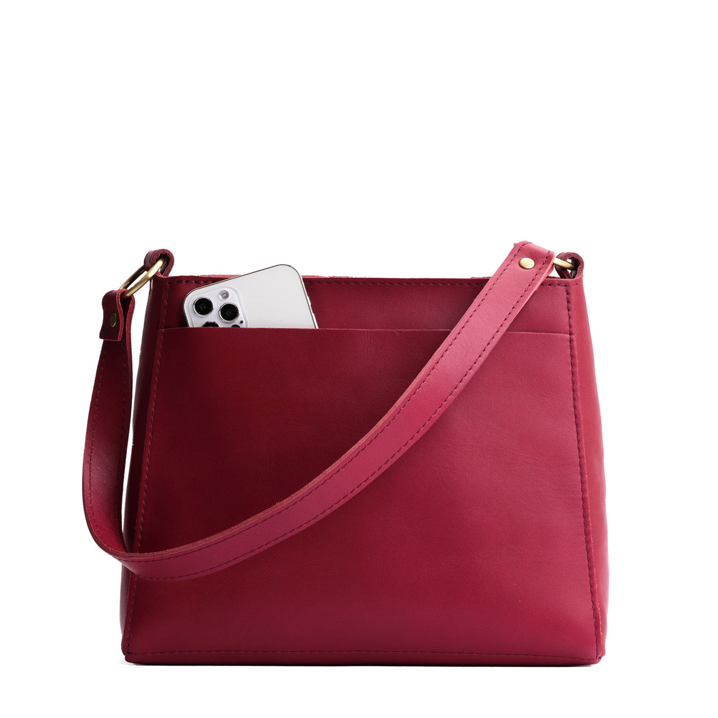 Berry Good*Small | Triangular shoulder bag with antiqued brass finished hardware