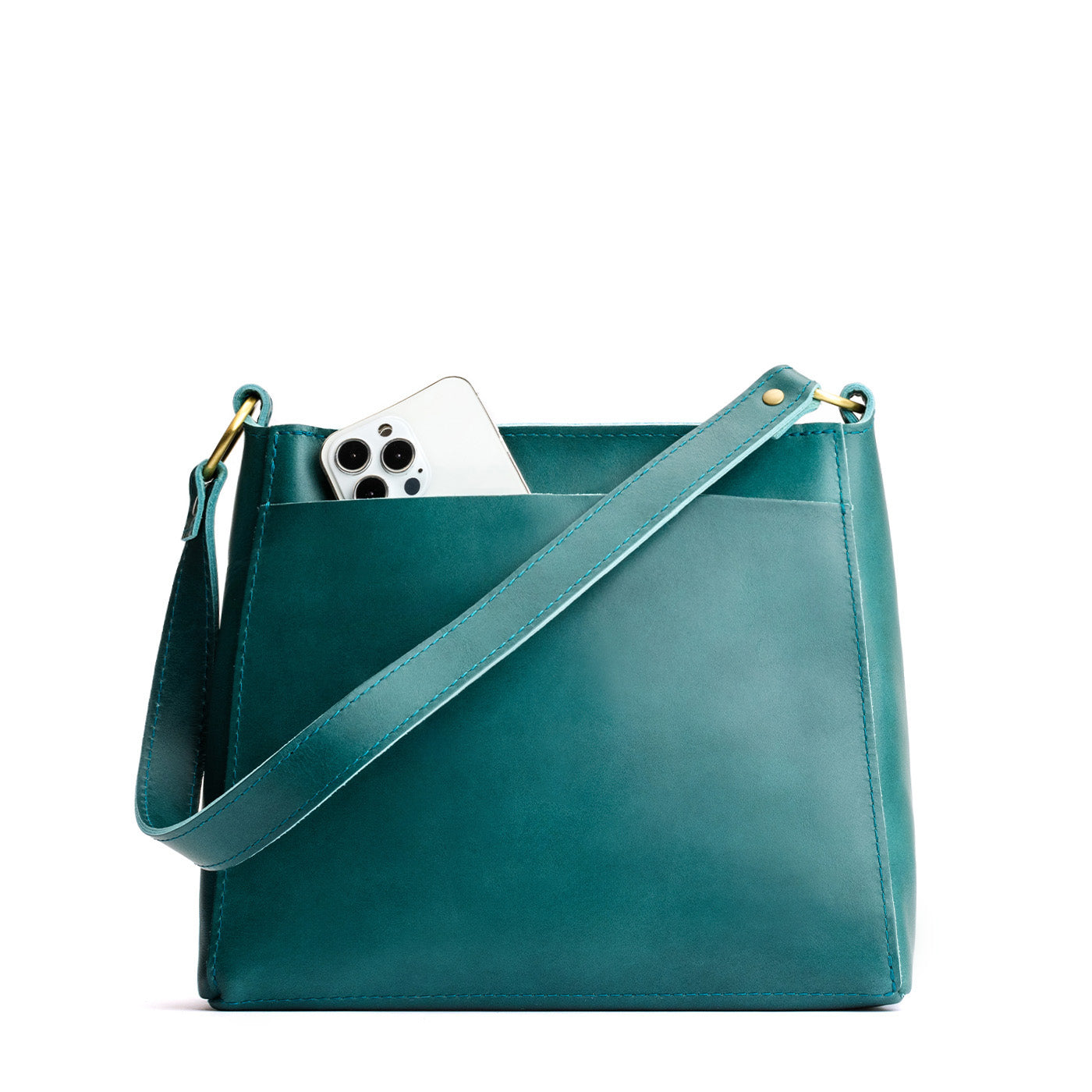 Caribbean*Small | Triangular shoulder bag with antiqued brass finished hardware