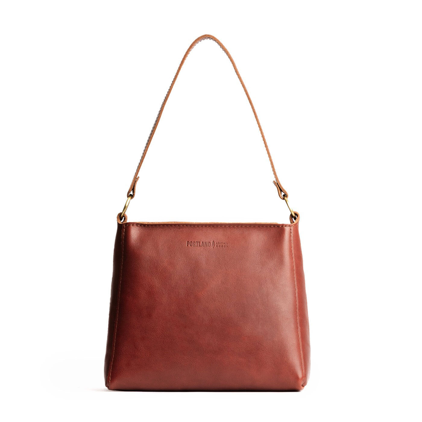 Chestnut*Small | Triangular shoulder bag with antiqued brass finished hardware