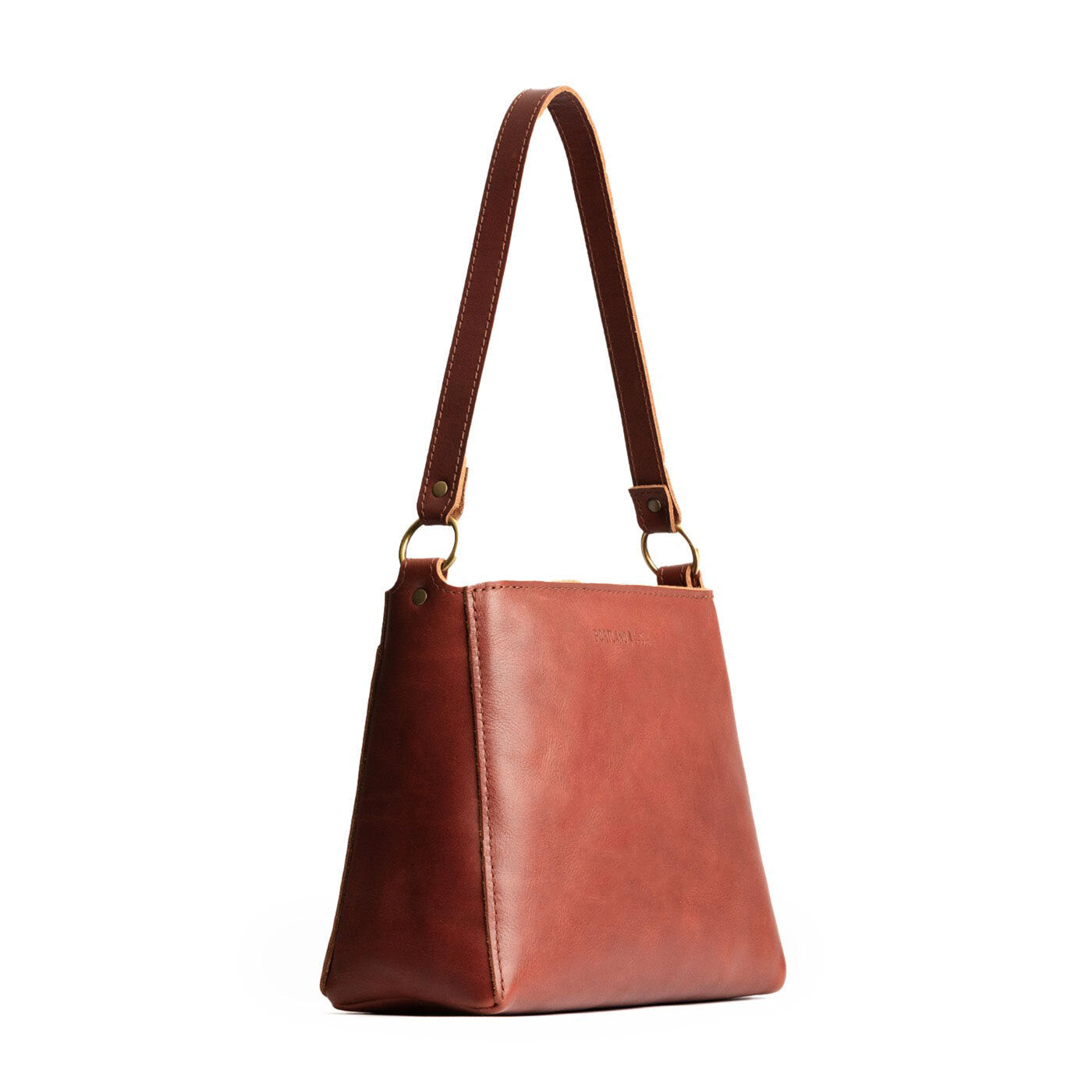 Chestnut*Small | Triangular shoulder bag with antiqued brass finished hardware
