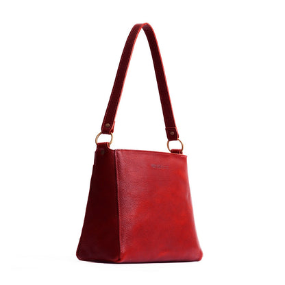 Chili Red*Small | Triangular shoulder bag with antiqued brass finished hardware