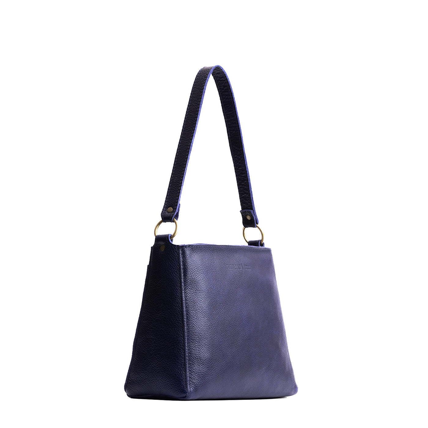 Cobalt*Small | Triangular shoulder bag with antiqued brass finished hardware