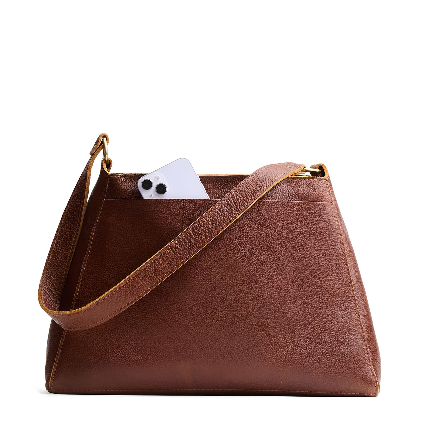 Asheville*Large | Large triangular shoulder bag with antiqued brass finished hardware