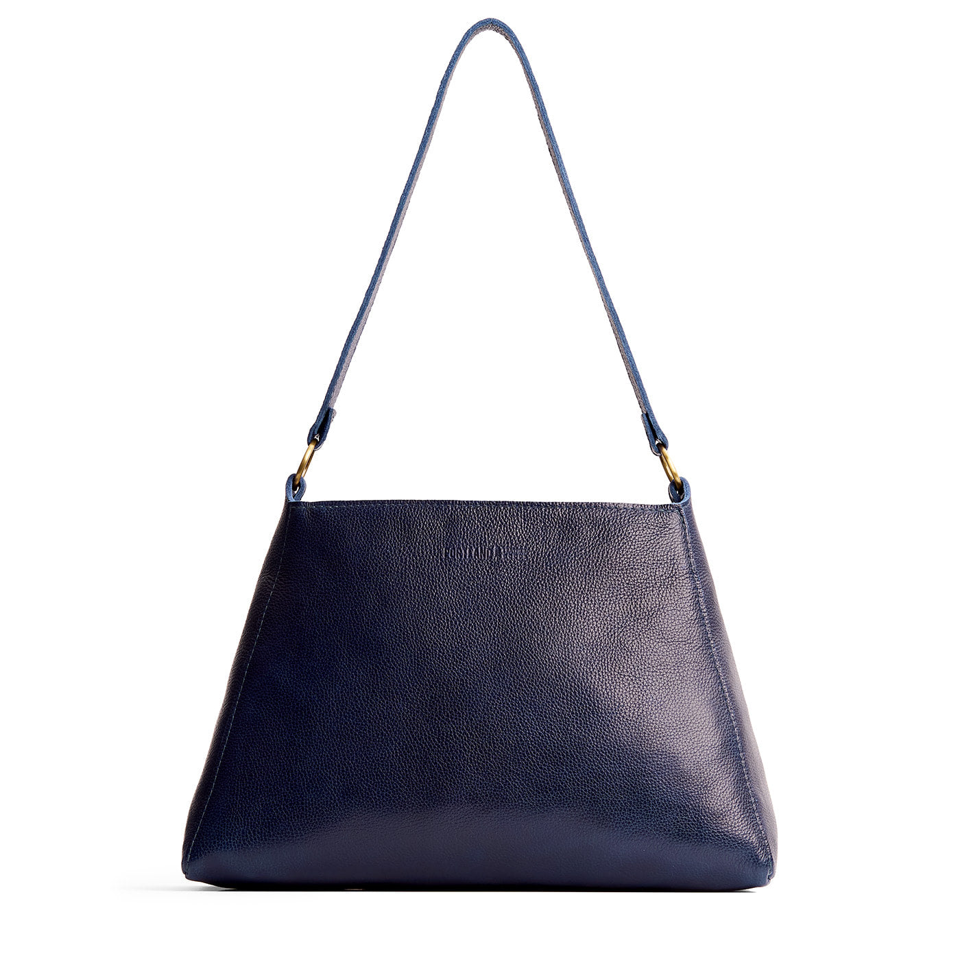 Cobalt*Large | Large triangular shoulder bag with antiqued brass finished hardware