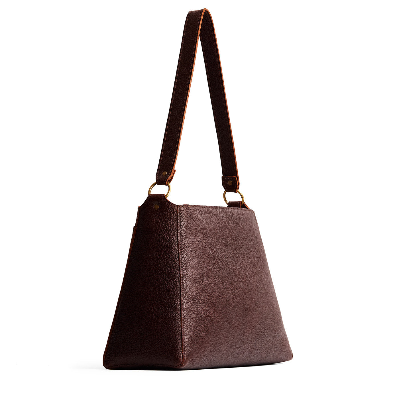 Coldbrew*Large | Large triangular shoulder bag with antiqued brass finished hardware