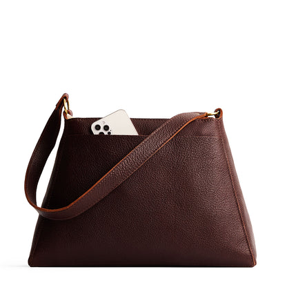 Coldbrew*Large | Large triangular shoulder bag with antiqued brass finished hardware