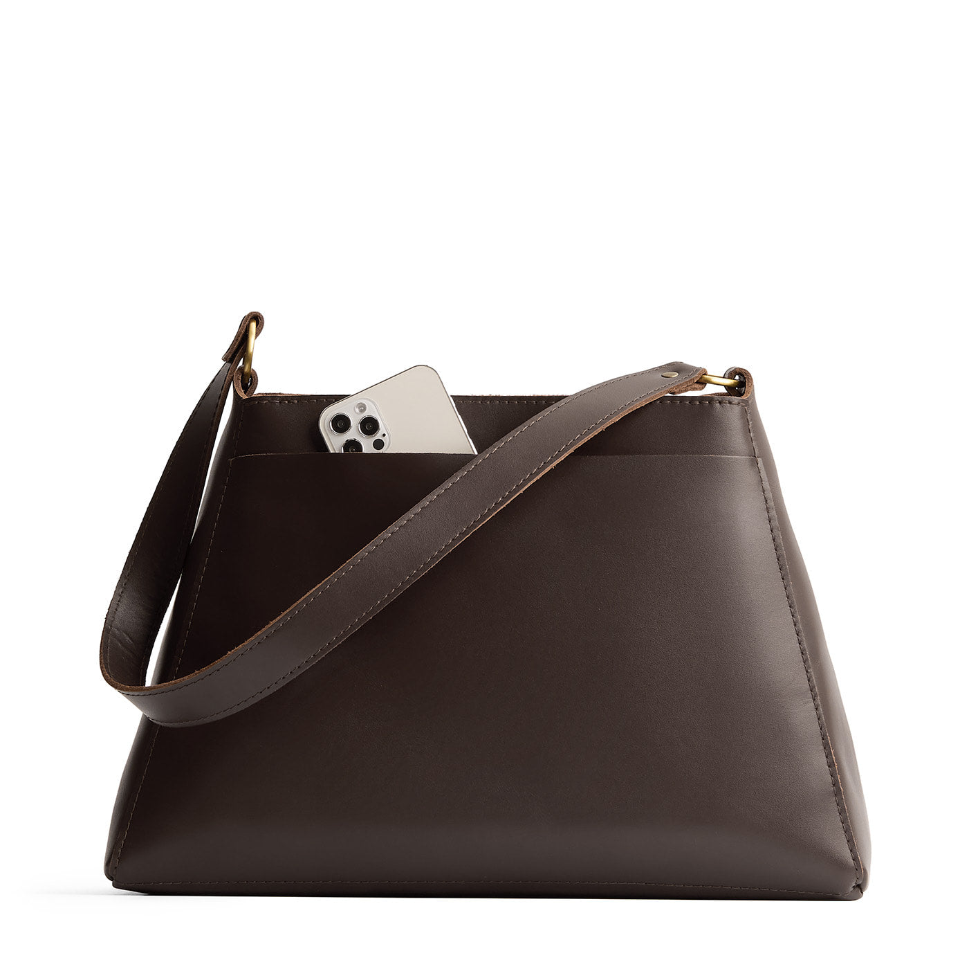 Grizzly*Large | Large triangular shoulder bag with antiqued brass finished hardware