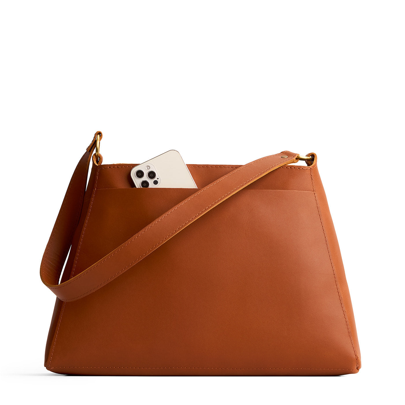 Honey*Large | Large triangular shoulder bag with antiqued brass finished hardware