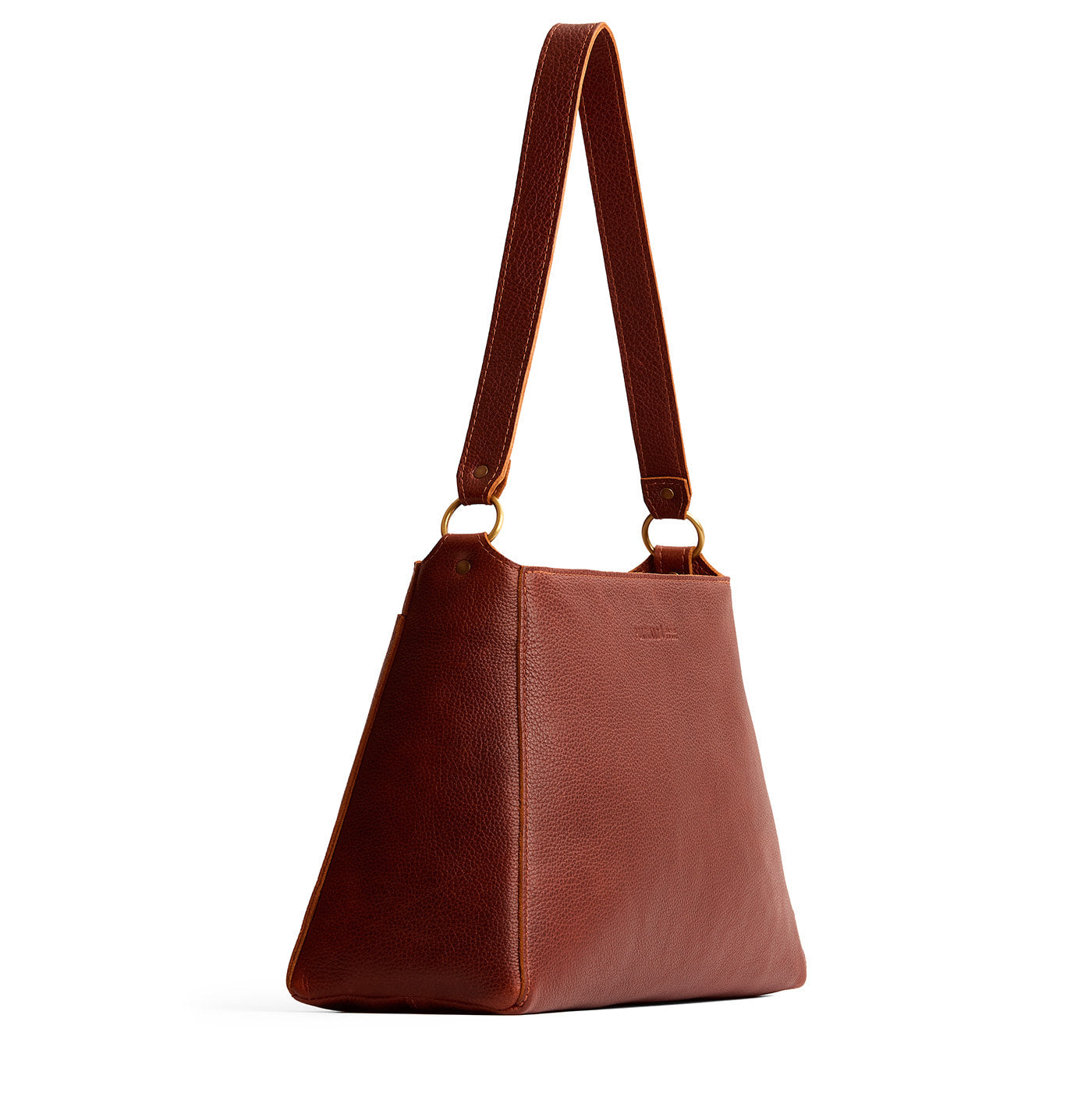Nutmeg*Large | Large triangular shoulder bag with antiqued brass finished hardware