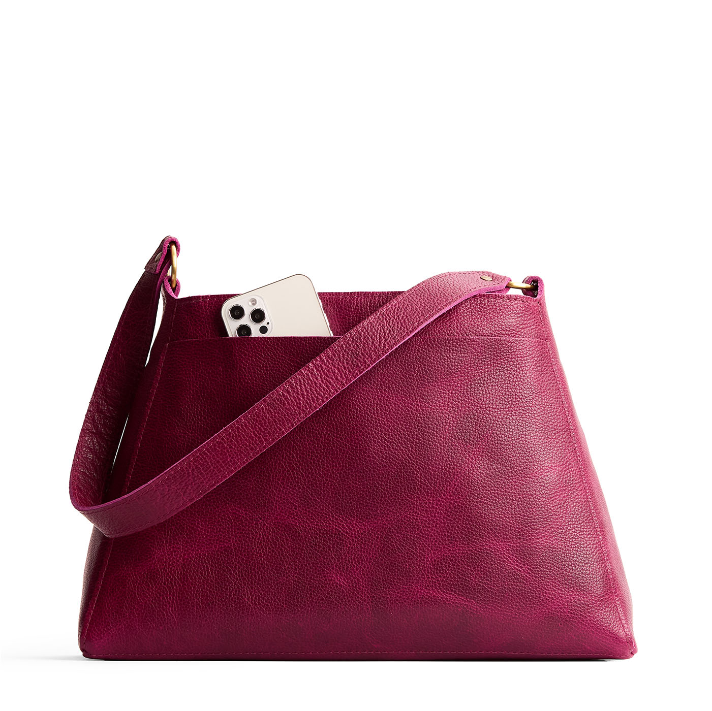 Orchid*Large | Large triangular shoulder bag with antiqued brass finished hardware