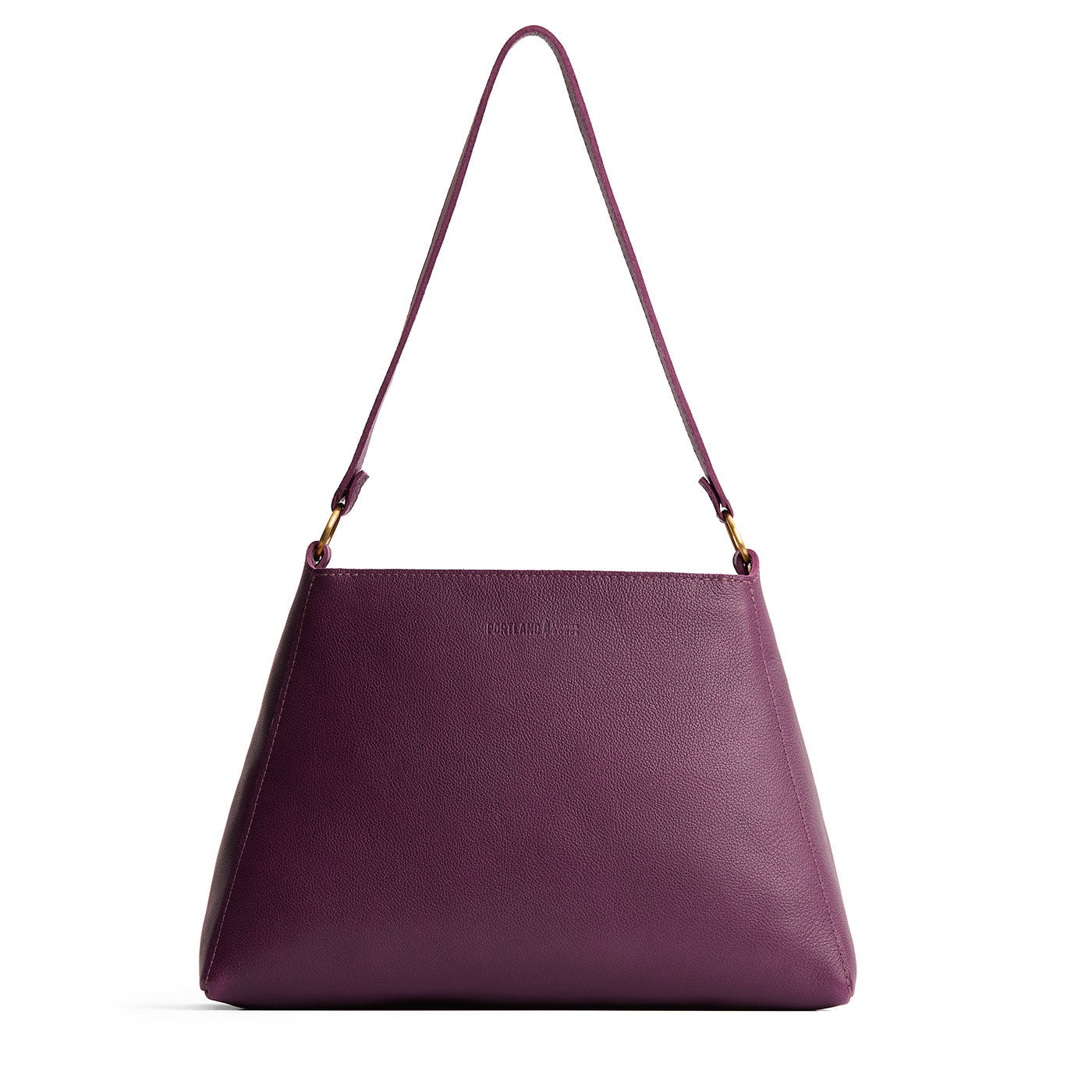 Plum*Large | Large triangular shoulder bag with antiqued brass finished hardware