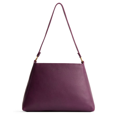 Plum*Large | Large triangular shoulder bag with antiqued brass finished hardware