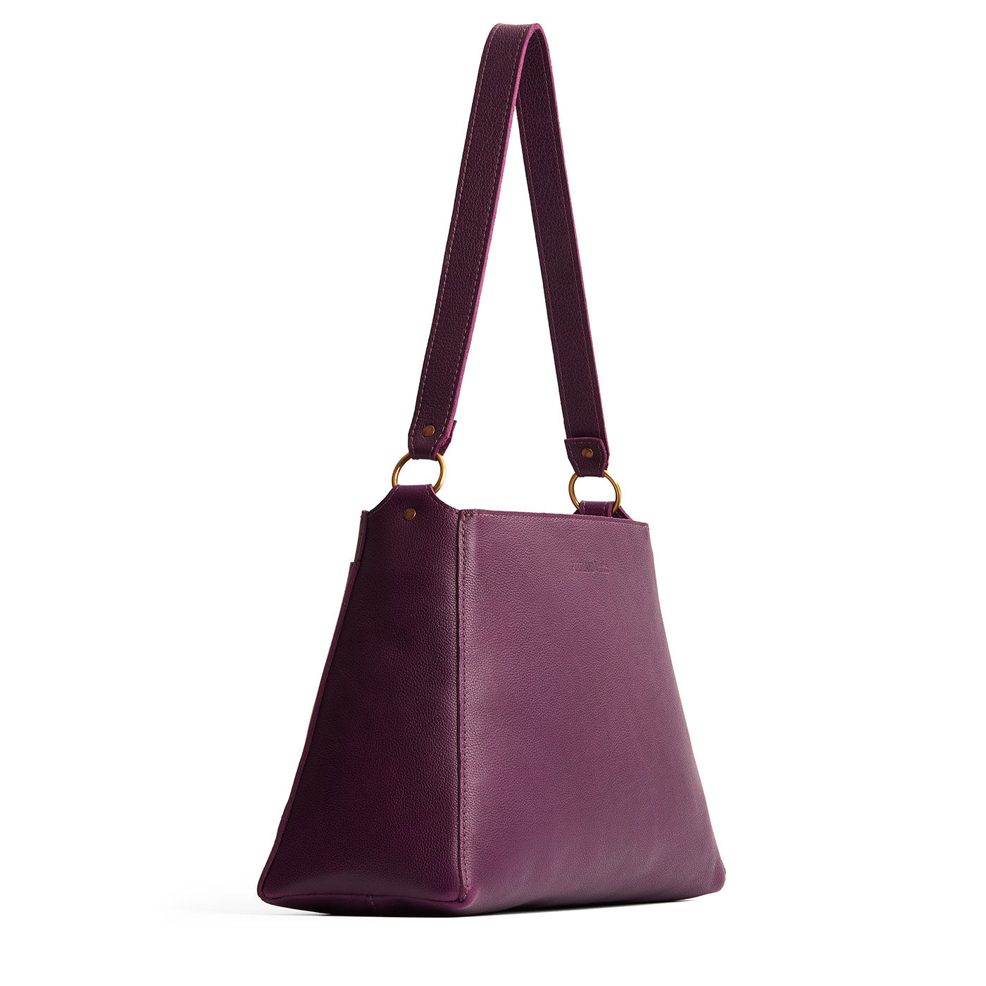 Plum*Large | Large triangular shoulder bag with antiqued brass finished hardware