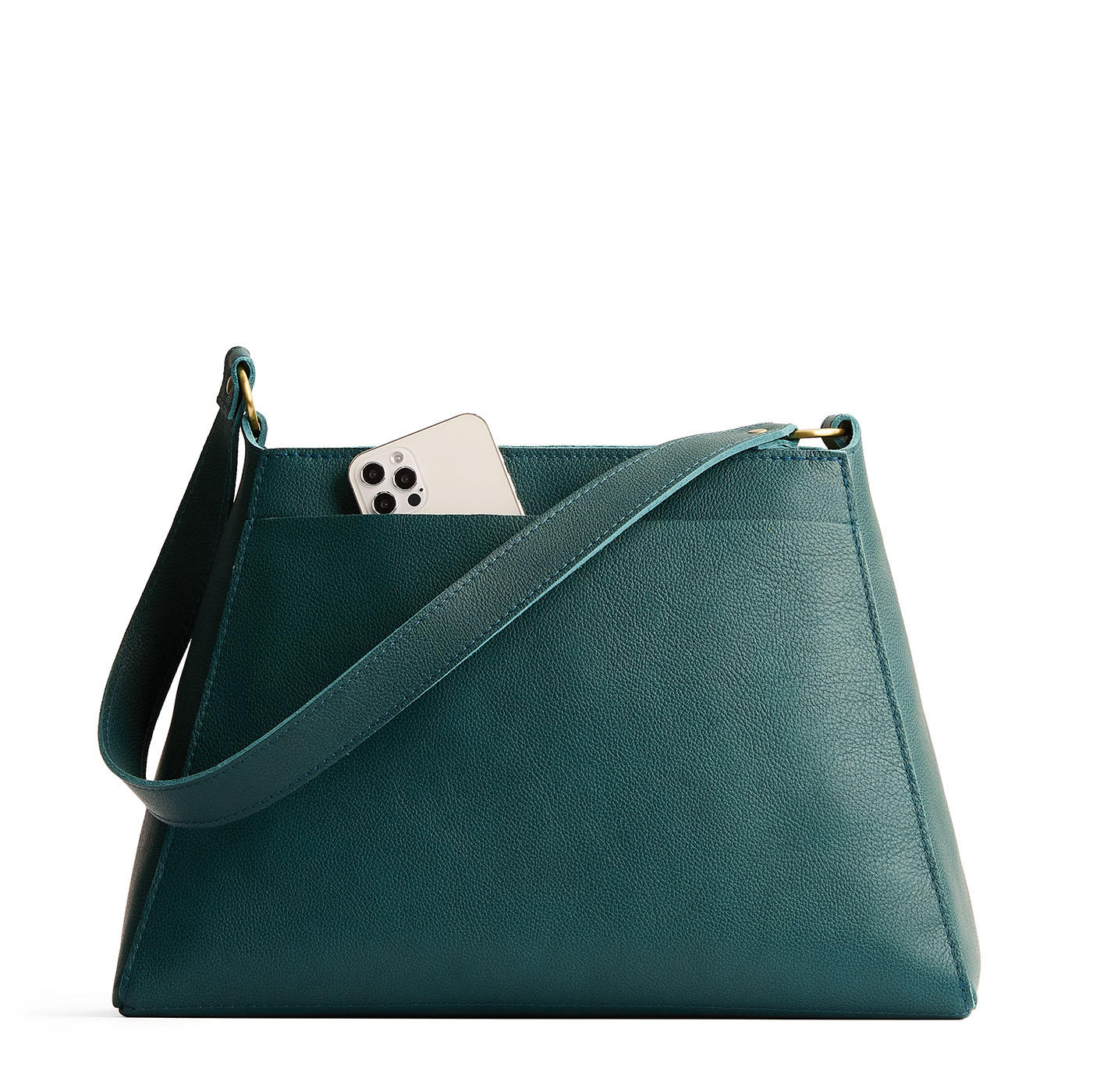 Sea Glass*Large | Large triangular shoulder bag with antiqued brass finished hardware