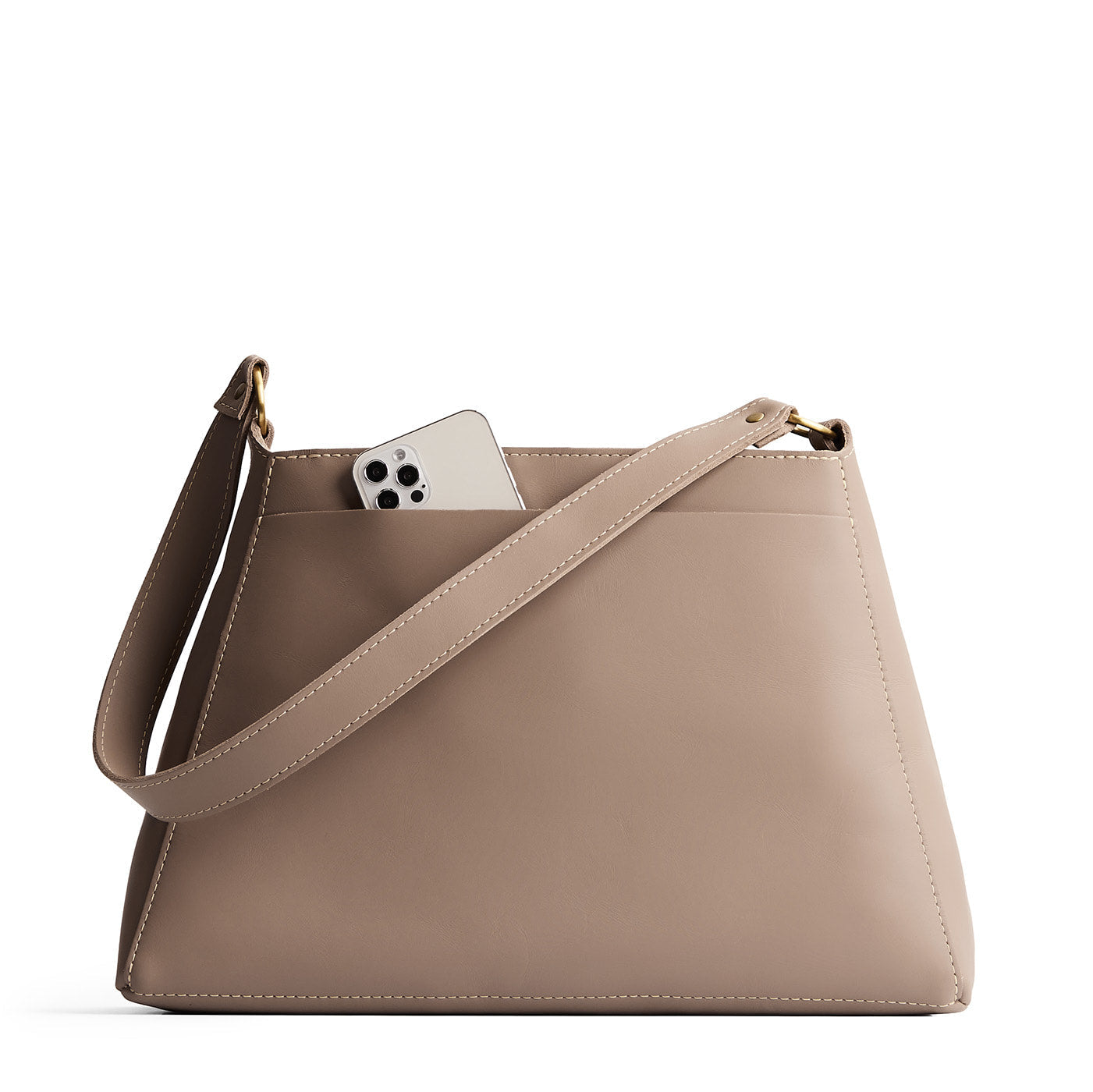 Stone*Large | Large triangular shoulder bag with antiqued brass finished hardware
