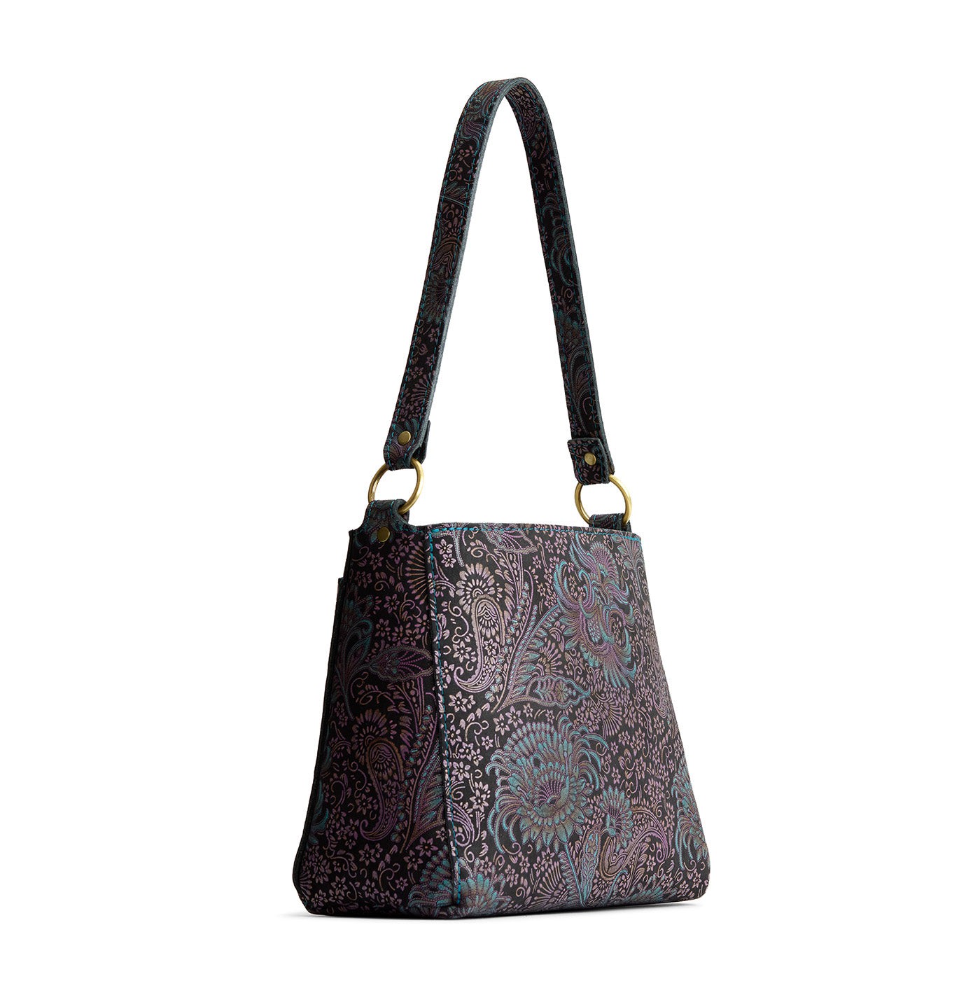 Masquerade*Small | Triangular shoulder bag with antiqued brass finished hardware