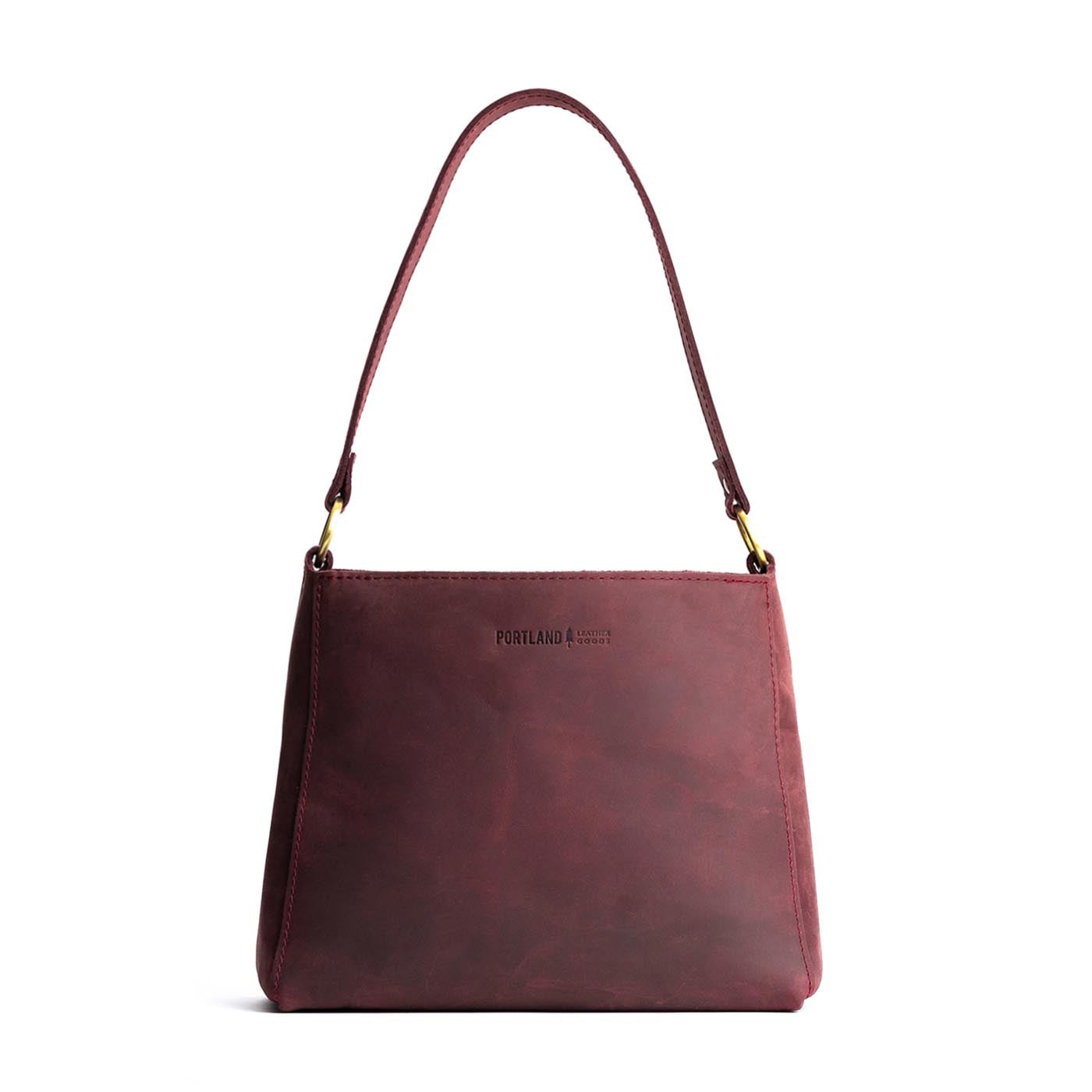 Merlot*Small | Triangular shoulder bag with antiqued brass finished hardware