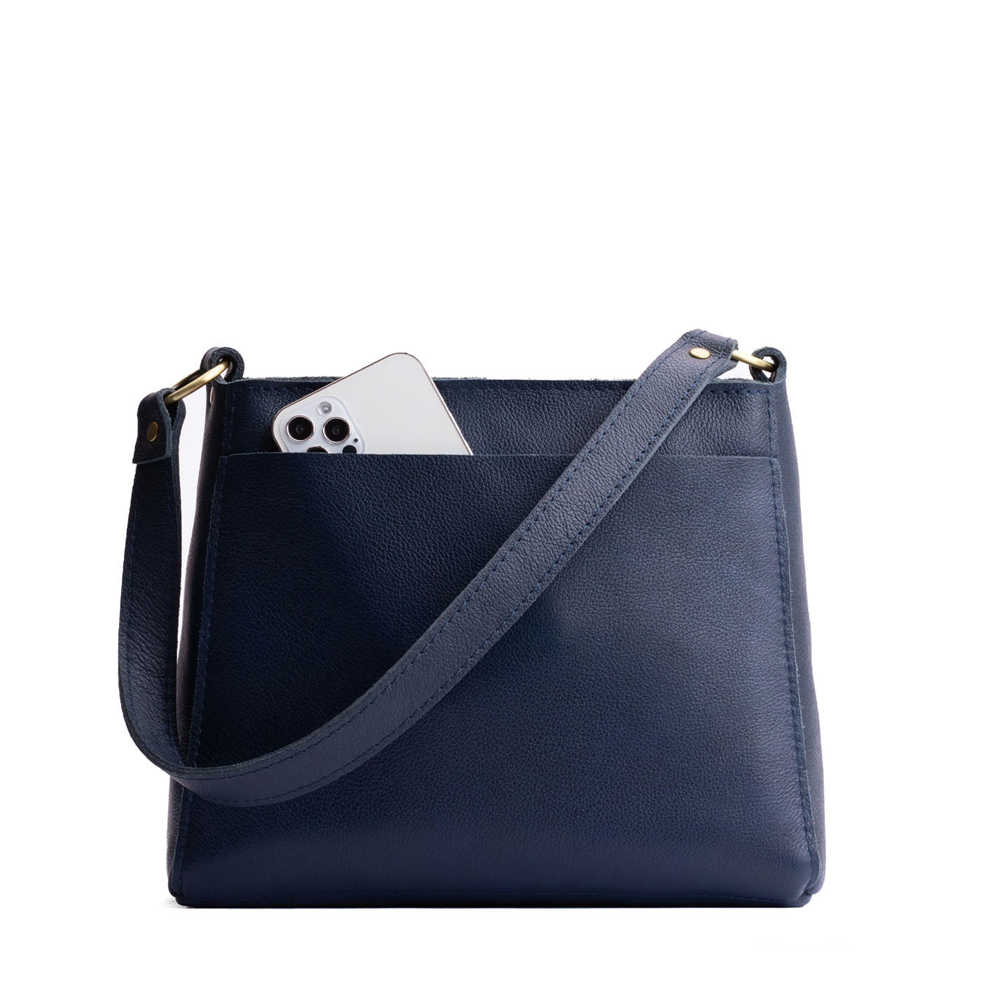 Night Owl*Small | Triangular shoulder bag with antiqued brass finished hardware