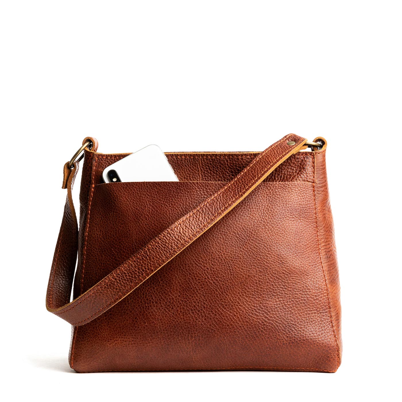 Nutmeg*Small | Triangular shoulder bag with antiqued brass finished hardware